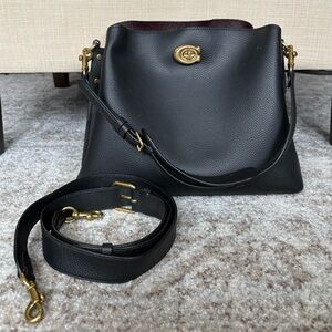 Coach Restored Willow Shoulder Bag in Black with Brass Hardware